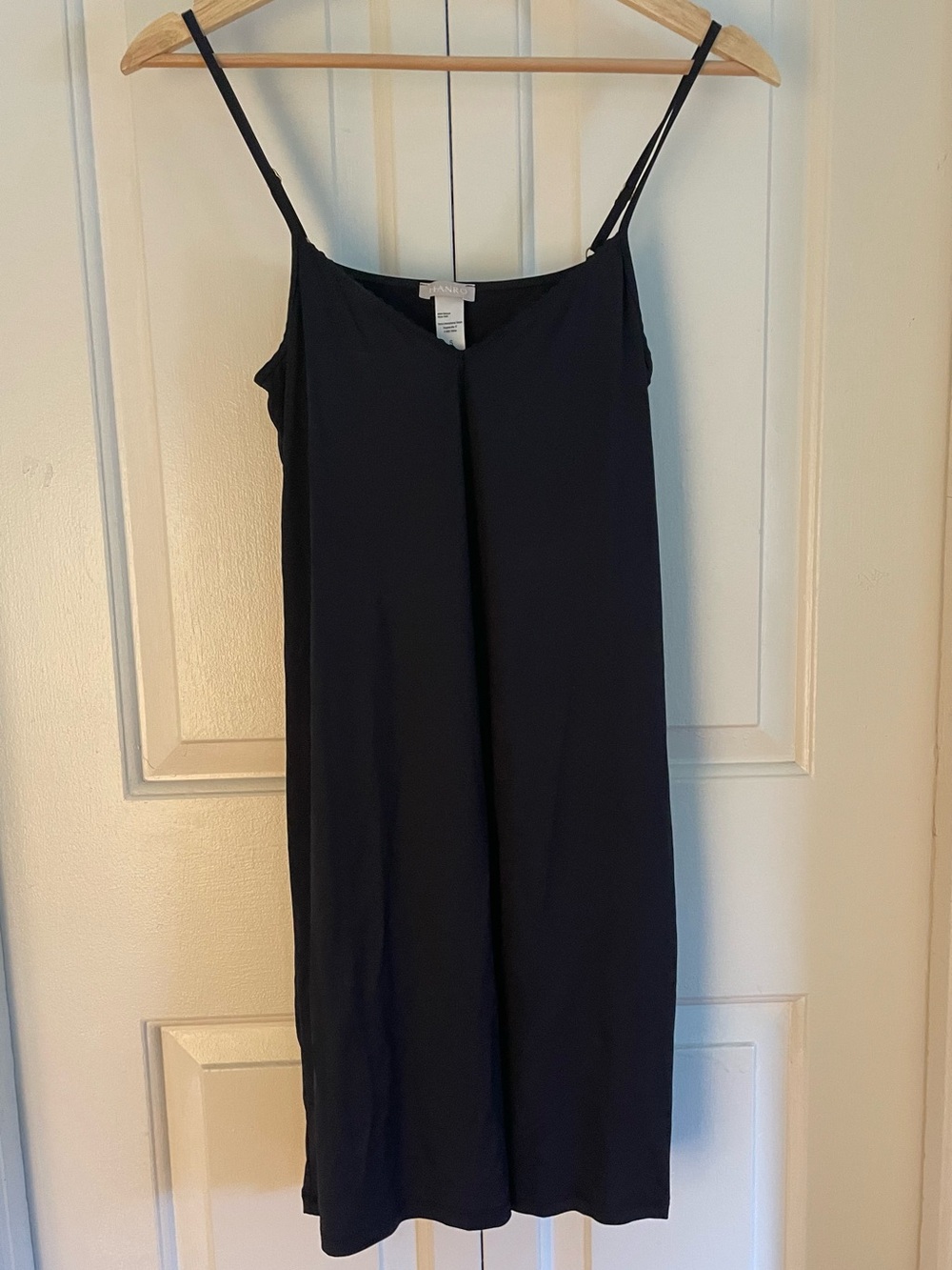 HANRO Satin Deluxe Black Bodydress Slip Dress Size S